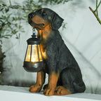 Dog Garden Statue, Rottweiler Solar Statue Holding Lantern,Rottweiler Gifts