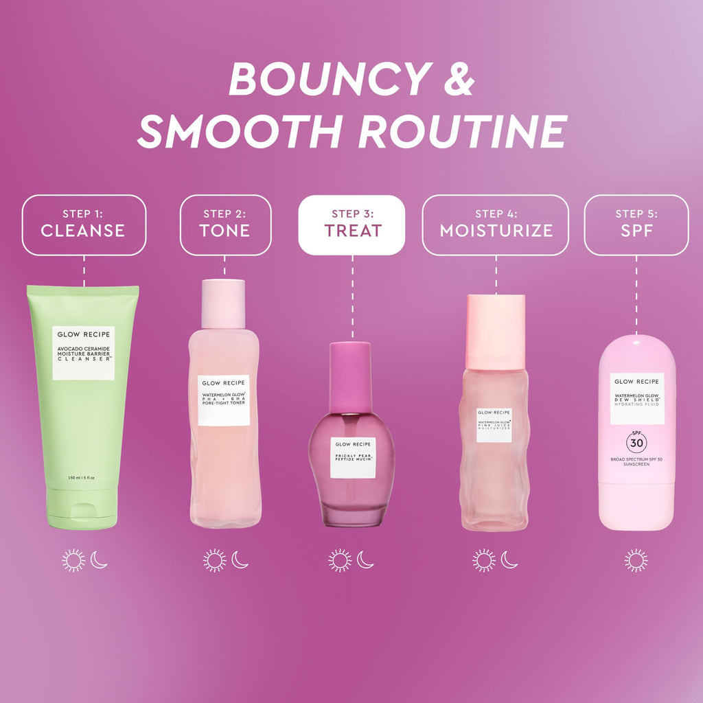 Glow Recipe Prickly Pear Peptide Mucin - Vegan "Snail" Mucin Face Serum to Hydrate & Repair Skin Barrier with Pore Refining Bio-Active Peptides & Deep Hydration - Glass Skin Korean Skincare (40ml)