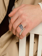 AVECON S925 Sterling Silver Rings, Adjustable Feather Gift for Women & Men