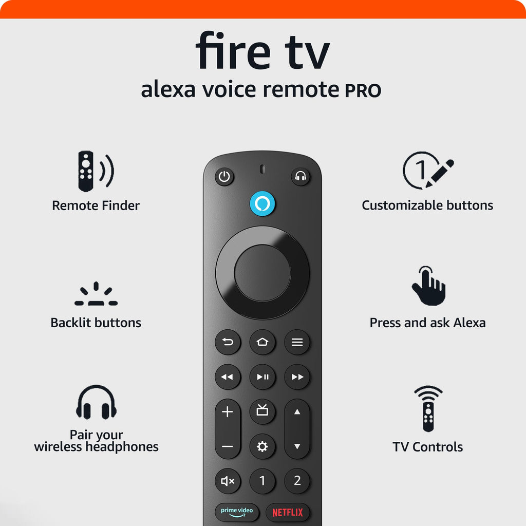 Amazon Fire TV Alexa Voice Remote Pro (newest model) with remote finder, TV controls, and backlit buttons