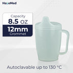 HaseMed Adult Sippy Cup with Easy-Grip Handle & Spout Lid, 8.5 oz – Lightweight & Spill-Resistant Mug for Seniors & Adults, Use for Hot & Cold Beverages, Travel & Home - 1 Pack