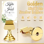 Kathfly 24 Pcs Wedding Table Number Holders 1.7 Inch Gold Mini Metal Place Card Holders Bulk Harp-clip Table Sign Stands Card Holder Display Picture Memo Notes Menu for Restaurants Birthday Decor