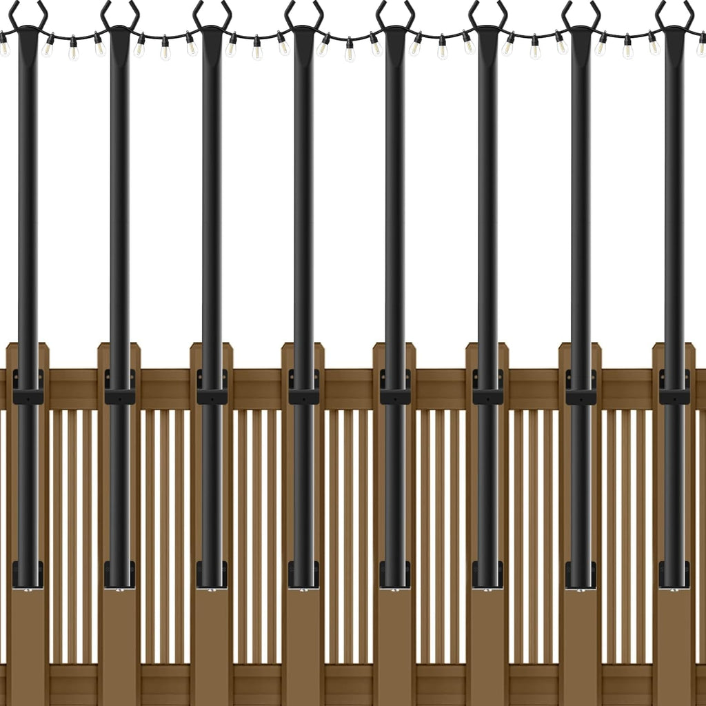 NUERPO 8 Pack String Light Poles,5Ft Metal Poles for Outdoor String Lights,Outdoor Light Poles with Post,Poles/Stand for Outside,Patio,Deck,Backyard,Garden Wedding,Party
