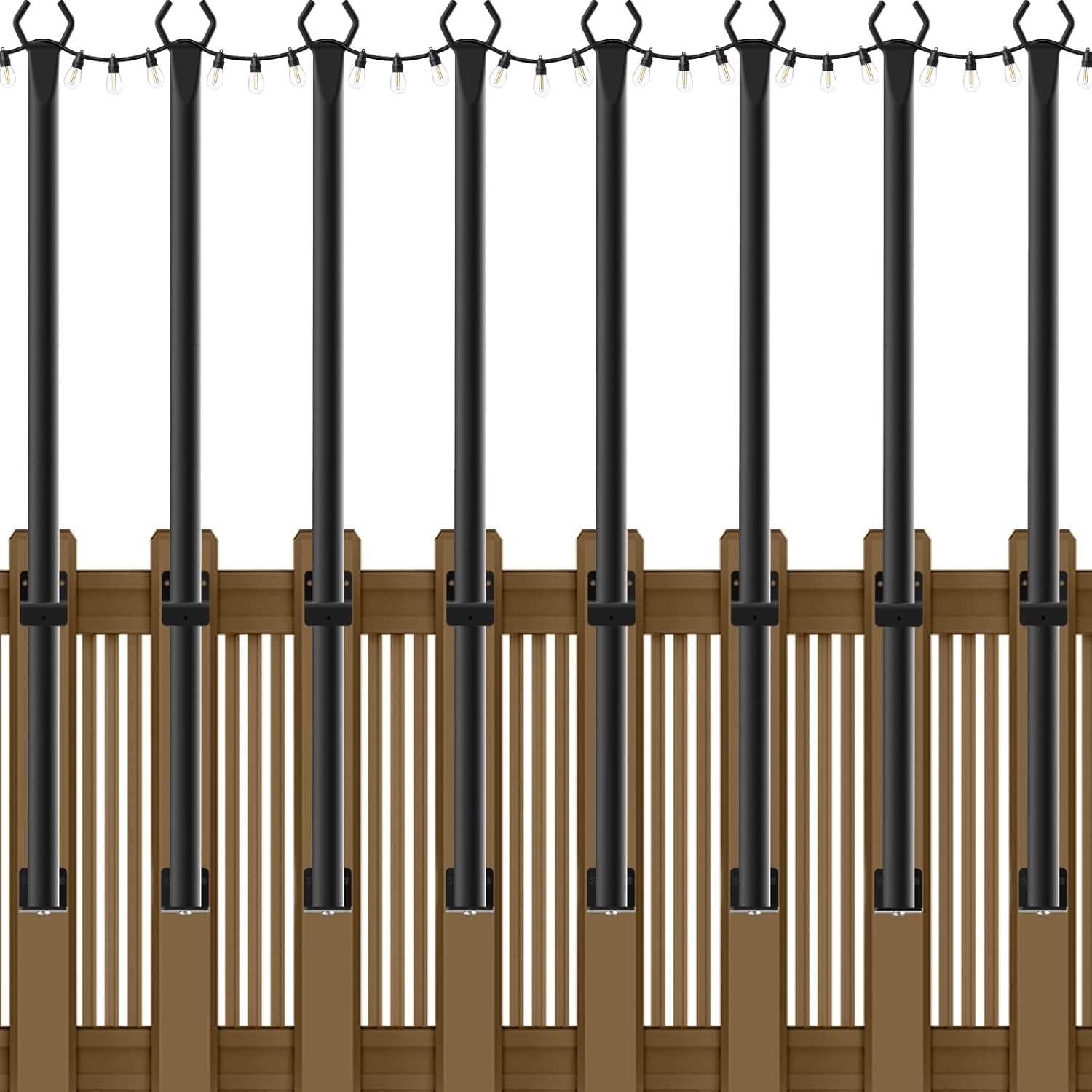 NUERPO 8 Pack String Light Poles,5Ft Metal Poles for Outdoor String Lights,Outdoor Light Poles with Post,Poles/Stand for Outside,Patio,Deck,Backyard,Garden Wedding,Party