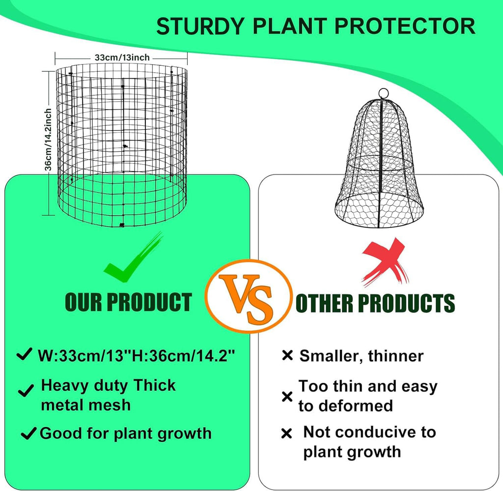 Mwellewm 15Pcs Plant Protectors from Animals Metal Plant Cages for Outdoor Plants Plant Cage & Supports Keep Animal Out Garden Wire Mesh Protection from Rabbit Chicken Squirrel Tree Flower