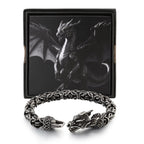 8" Byzantine Black Stainless Steel Norse Vintage Dragon Bracelets for Men