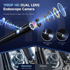 Endoscope Camera with Light, Dual-Lens 1920P HD Borescope with 8+1 Adjustable LED Lights, IP67 Waterproof Inspection Camera 16.5FT Semi-Rigid Snake Camera for iOS & Android (2 Interface)