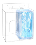 QWORK Clear Acrylic Mask and Glove Organizer – Dual Compartment Dispenser for Office & Home Use