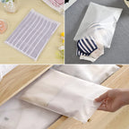 Svaldo Clothes Packaging Bags for Shipping, 100 Count 10x13 inch Frosted Zipper Plastic Bags for Clothing, Clear Apparel Bag for T-Shirt, Shirt, Document, 3 Mil, with Vent Holes