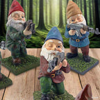 BESTJYC Garden Gnomes with Guns, 5.9in Garden Gnomes Outdoor, Military Gnome with Gun, Gnome Decorations for Yard, Indoor Outdoor Halloween Christmas Thanksgiving Gifts (3red)