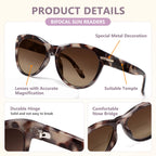 EASY READ 2 Pack Bifocal Reading Sunglasses for Women,Trendy Sunglasses Readers UV400 Protection(Magnification 2.50,Black/Demi)