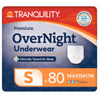 Tranquility Premium OverNight Disposable Absorbent Underwear (80 Count) - S, 22-36 in. Waist - Maximum Absorbency, All-Night Sleep, Breathable Comfort, 80 Adult Diapers