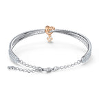 Swarovski Lifelong Heart Bangle, Clear Stones and Rose Gold-Finished Heart Motif in Rhodium-Finished Setting, Part of the Lifelong Heart Collection