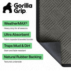 GORILLA GRIP WeatherMAX Door Mat, Indoor and Outdoor Use, Gray Diamond