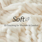 BEDELITE Ribbed Fleece Throw Blanket for Couch, Cream, 50"x60"