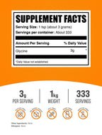 BulkSupplements.com Glycine Powder - Glycine Supplements, Amino Acid Supplement - Unflavored & Gluten Free, 3g per Serving, 1kg (2.2 lbs) (Pack of 1)