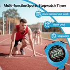 PULIVIA Sports Stopwatch Timer, Single Lap Split Digital Stop Watch for Sports Kids Coaches Swimming Running, Blue