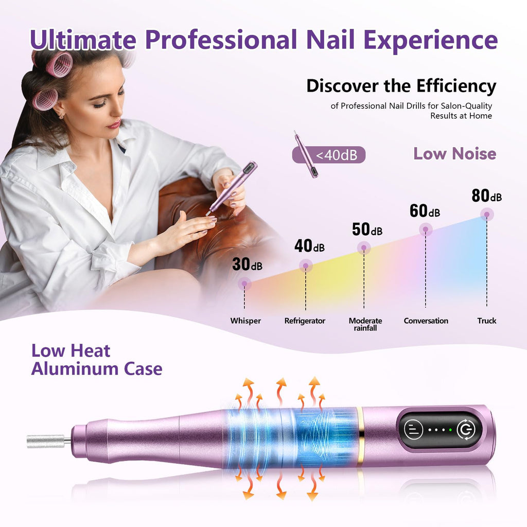 TUOBEO Cordless Nail Drill Electric Nail File Kit, Rechargeable Efile Set