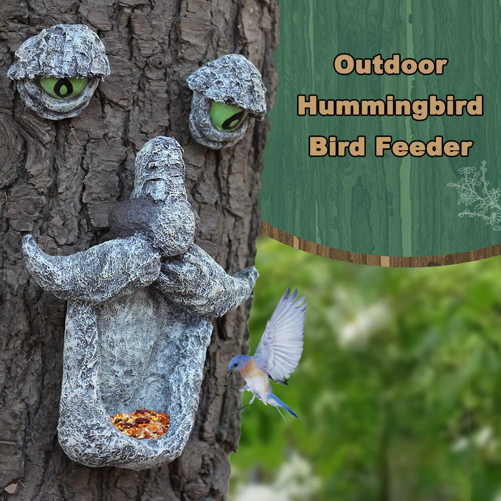 Aflowa Tree Faces Bird Feeder,Funny Old Man,Large