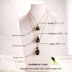 MIXJOY Black Obsidian Crystal Necklace, Sun and Moon Celestial Pendant Gothic Jewelry for Women, Dark Academia Aesthetic Black Gemstone Protection Gift for Halloween Christmas Birthday, Small