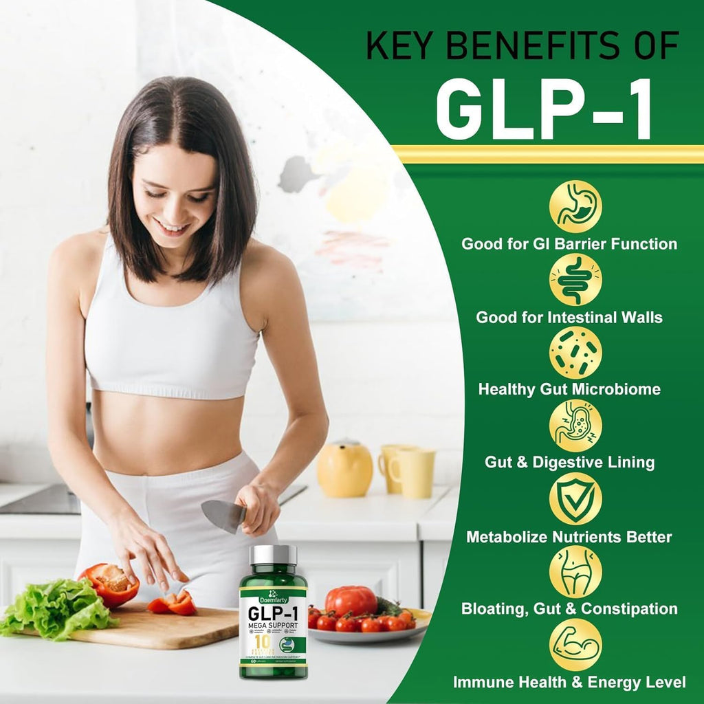 doemfarty GLP-1 Supplement, GLP-1 Support Capsules with Berberine, Naturally GLP1 Production, GLP-1 Probiotic Capsules for Women & Men, 60 Count