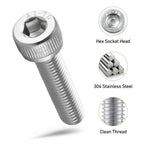 SVLING M3-0.5 x 6mm Bolt, 400PCS M3 Hex Socket Head Cap Screws Bolts, 304 Stainless Steel 18-8, Full Threads, with Hex Spanner