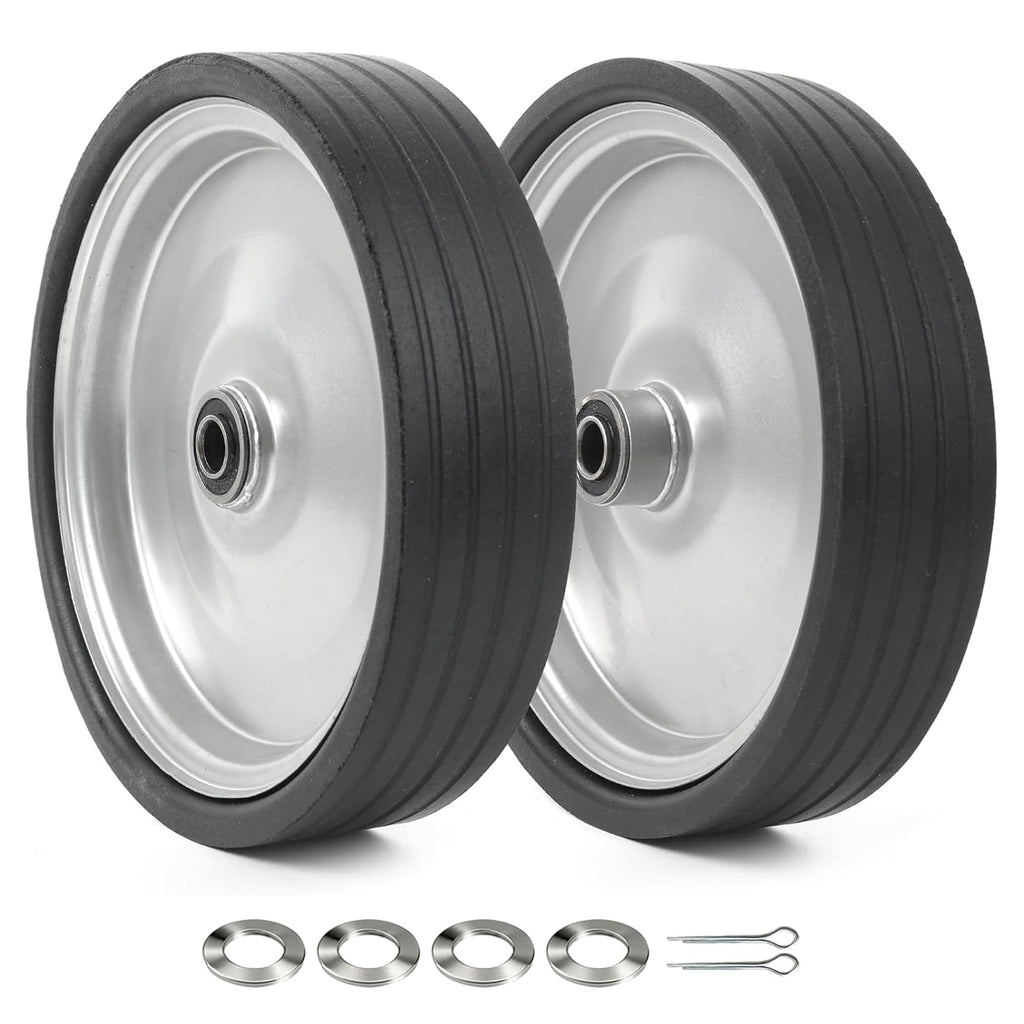 AR-PRO (2-Pack) 10"x2.2" Flat Free Solid Rubber Replacement Tires – 10 Inch Solid Wheels for Hand Trucks, Dollies, Utility Carts, and Wheelbarrows with 2.2" Offset and 5/8" Axle Hole
