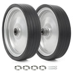 AR-PRO (2-Pack) 10"x2.2" Flat Free Solid Rubber Replacement Tires – 10 Inch Solid Wheels for Hand Trucks, Dollies, Utility Carts, and Wheelbarrows with 2.2" Offset and 5/8" Axle Hole