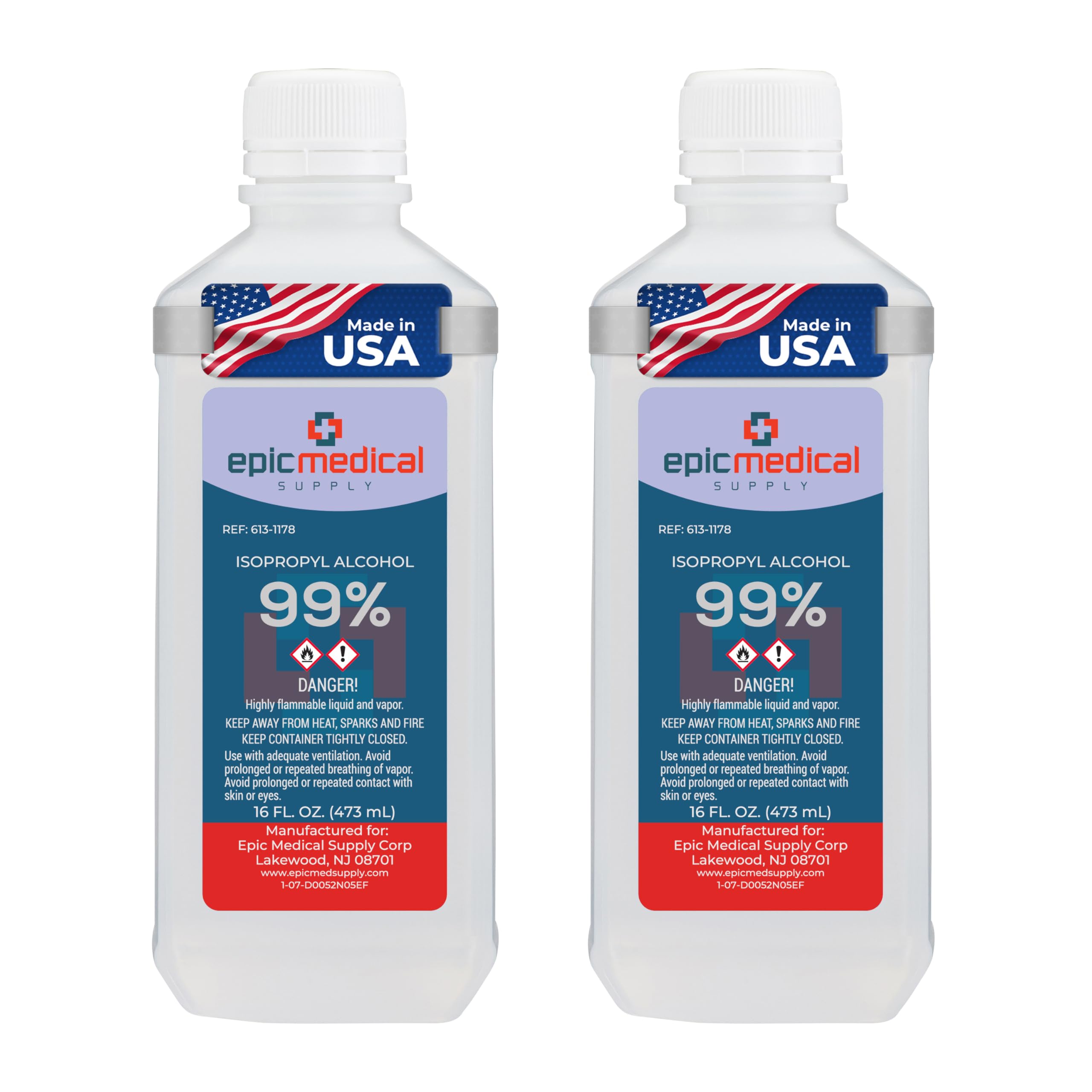 99% Isopropyl Alcohol 16 oz. Bottle, General Purpose Cleaner for Glass and PCB, Technical Grade, Alcohol for Nails (2)