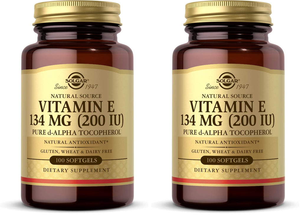 Solgar Vitamin E 200 IU Alpha,100 Softgels - Antioxidant,Healthy Aging,Healthy Skin,Immune System Support - Natural Source Vitamin E - Gluten Free,Dairy Free - 100 Servings,(Pack of 2)