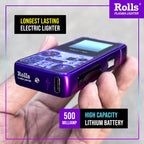 Rolls Electric Lighter - Stocking Stuffers - Gifts for Men - Cool Lighters - Electric Lighters Rechargeable - Mens Gifts - Retro Gamer - Birthday Gifts for Men - (Atomic Purple)