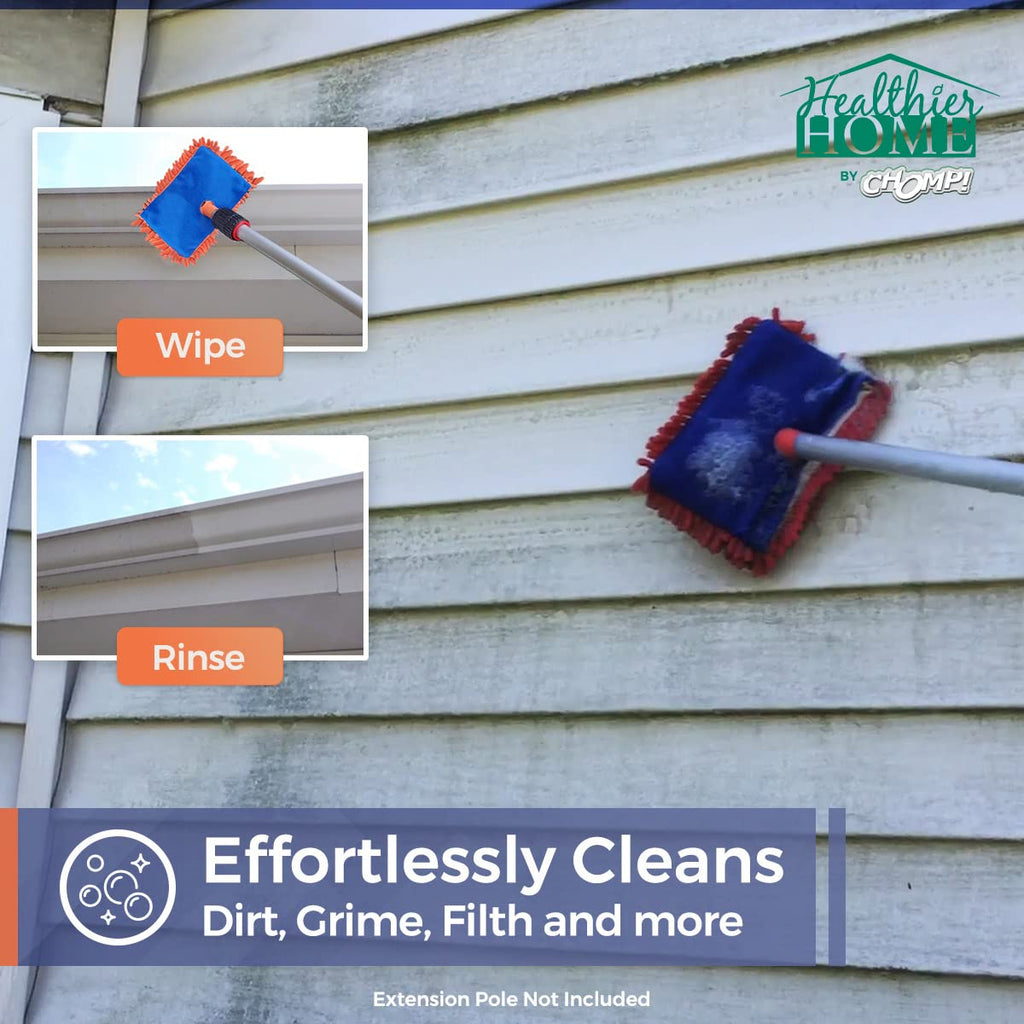 Chomp! Microfiber Gutter Cleaner Tool: Ultimate Gutter Cleaning Smop for All Types of Rain Gutters, Siding and Metal Trim - Instantly Clean Black Streaks, Mold, Mildew, Algae, Dirt and More