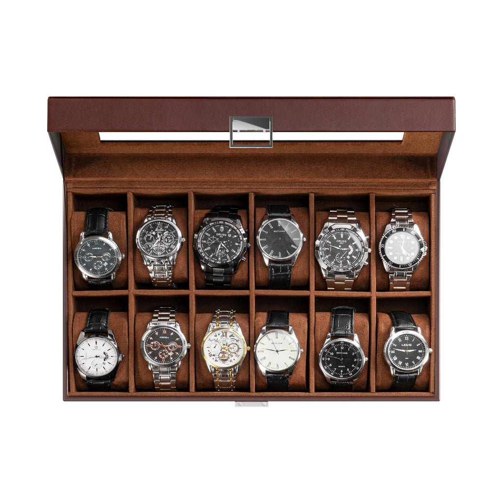 ProCase Watch Box Organizer, 12 Slot Watch Display Case, Brown