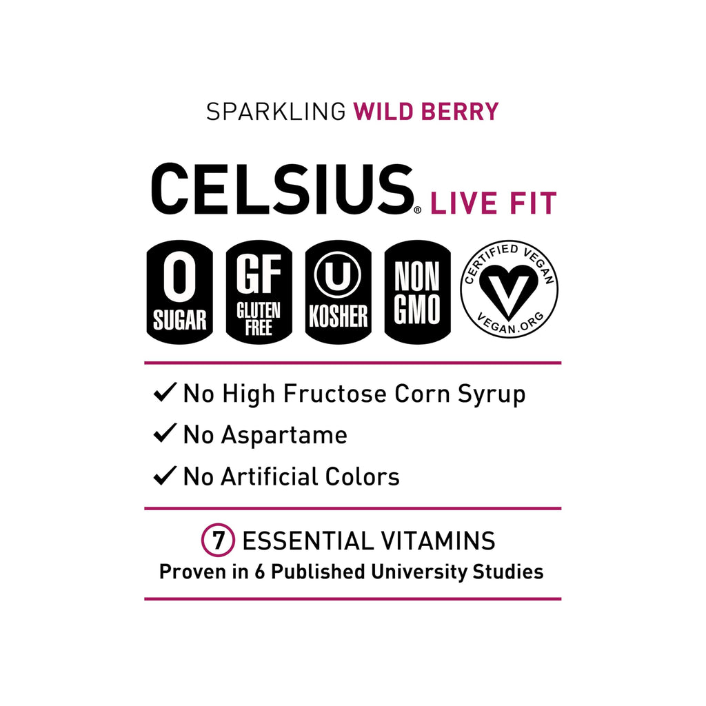 CELSIUS Sparkling Wild Berry, Sugar Free Energy Drink, 12 Fl Oz (Pack of 12)