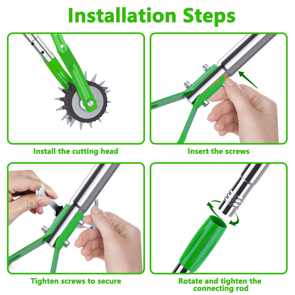 Aishkimo Edger Lawn Tool - 67 inch Wheel Rotary Lawn Edger with Adjustable Stainless Steel Handle, Grass Edge Trimmer for Sidewalks, Driveways & Landscaping (Green)