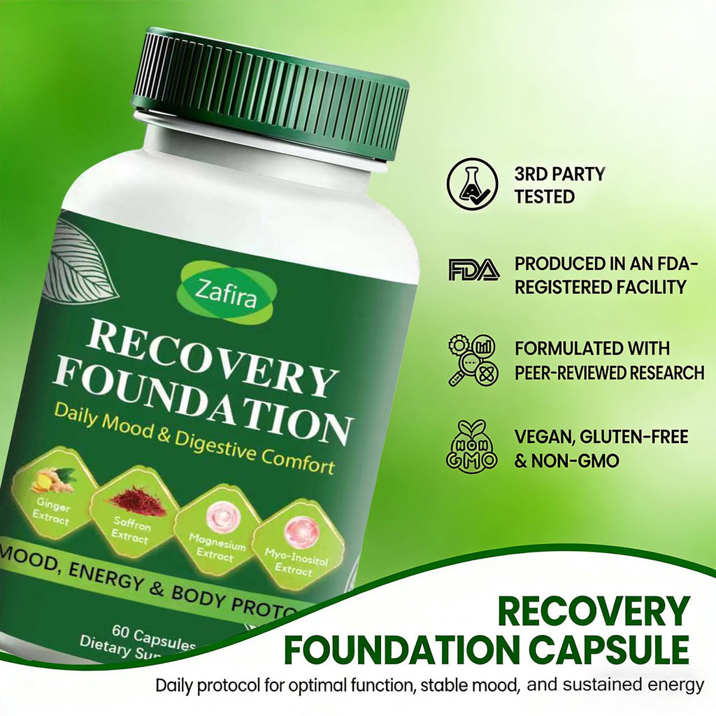 Boreome Zafira Recovery Foundation Capsules – Clear Mental Fog, Reduce Hair Loss & Boost Digestion | Clinically Tested, All-Natural Ingredients，Non-GMO, 60 Capsules