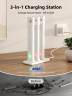 EZVALO Under Cabinet Lighting with Charging Station, 8 inch Motion Sensor Light Indoor, 1100mAh Rechargeable LED Light, 3 Color Temperatures, Dimmable Counter Lights for Kitchen, Closet, Stair (3Pack)