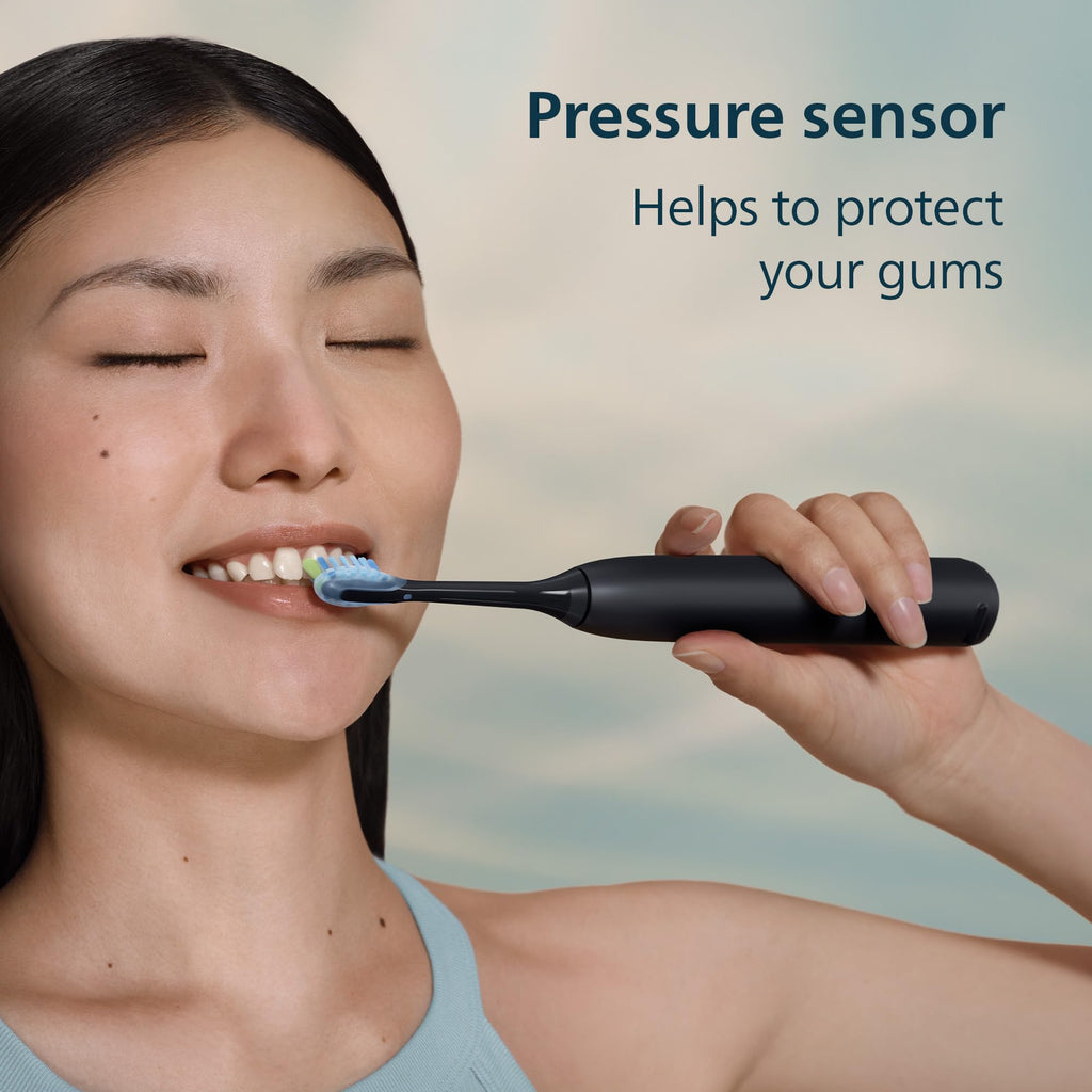 Philips Sonicare 5950 Series Electric Toothbrush, with Pressure Sensor, for Sensitive Gums, 6 Brushing Settings, SmarTimer, BrushPacer, 21-Day Runtime, Travel Case, Black, HX7131/03