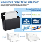 Countertop Paper Towel Dispenser, Large Capacity, Non-Slip Base, Compatible with Multifold, C-Fold & Z-Fold Towels, Ideal for Bathroom, Kitchen, Commercial & Office Use, Durable ABS Construction