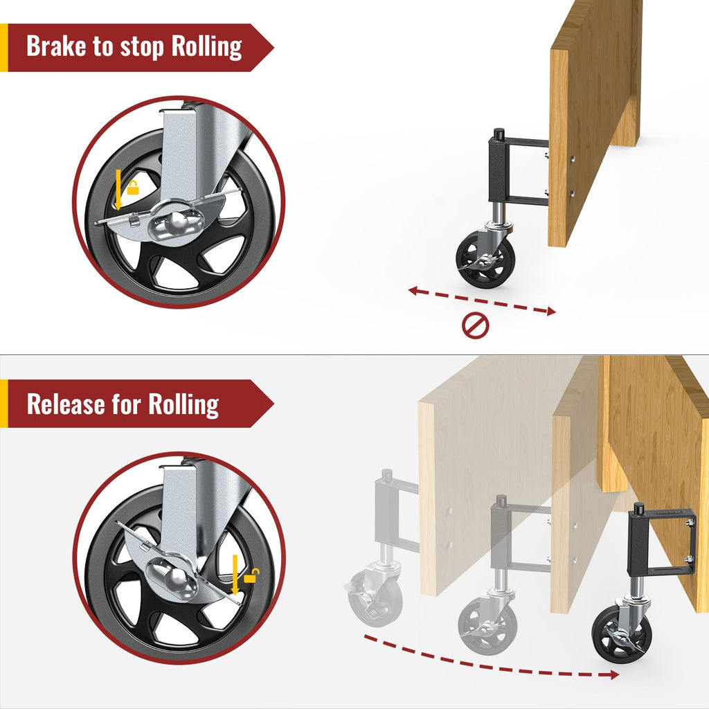 Heavy Duty Gate Wheels for Fences, Yards, Farms, Gate Casters with Spring Loaded, 360 Degree Swivel Max Load Capacity 220lbs