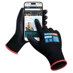 Work Gloves PU Coated for Men and Women, 60 Pairs Safety Work Gloves with Two Fingers Touchscreen, Breathable and Lightweight,Ideal for Light Warehouse, Manufacturing, Gardening, KG11P (S, Black)