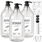 GMISUN Laundry Detergent Soap Dispenser, Plastic Liquid Laundry Detergent Dispenser, Container for Farmhouse Laundry Room Decor, Organizer for Liquid SoftenerBleach Heavy Duty Plastic Bottle(3 Pack)
