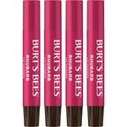Burt's Bees Shimmer Lip Tint Set, Tinted Lip Balm Stick, Moisturizing for All Day Hydration with Natural Origin Glowy Pigmented Finish & Buildable Color, Rhubarb (4-Pack)