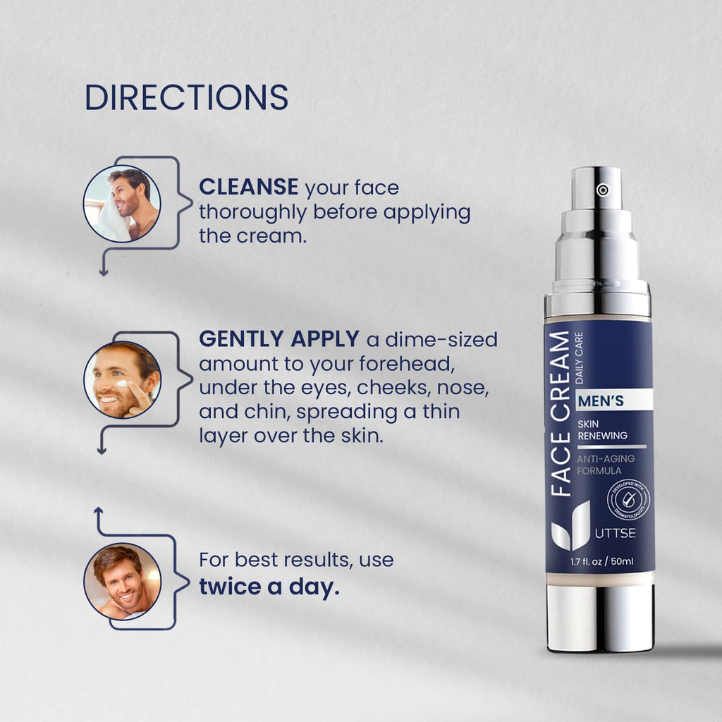 6-in-1 Face Cream for Men: Anti Aging & Wrinkle Cream for Men with Collagen, Hyaluronic Acid, Vitamins E & B, Shea Butter - Dark Spots Remover & Eye Bags Treatment - 1.7 oz.