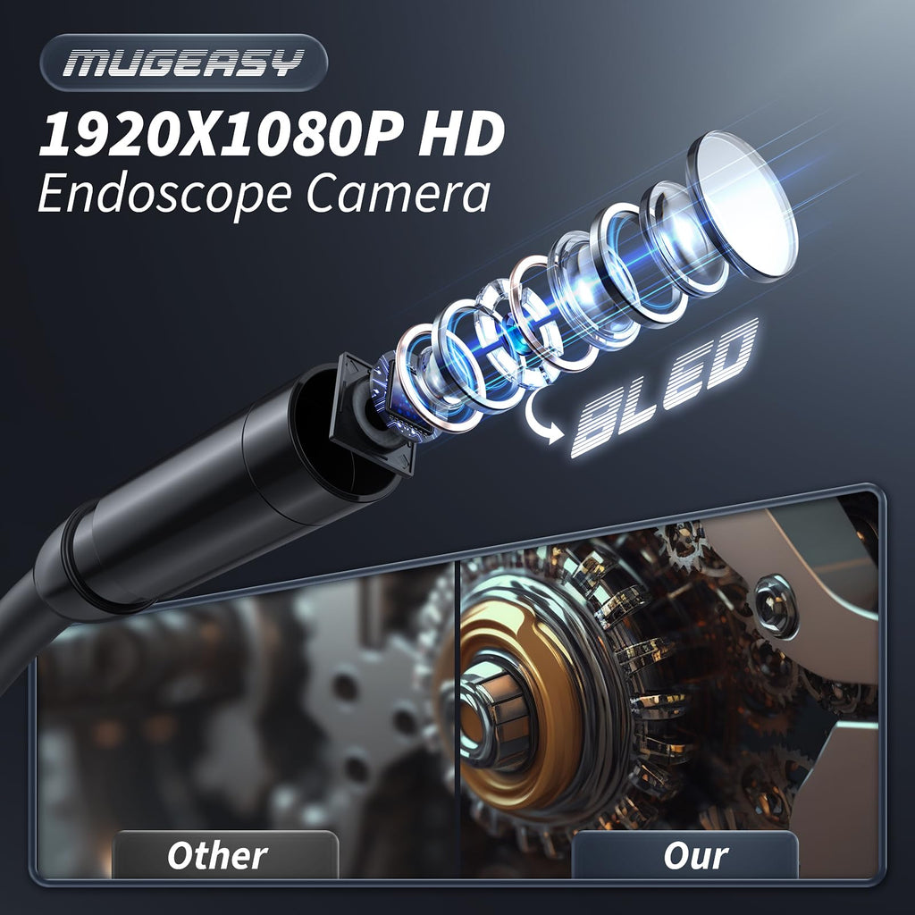 Endoscope Camera with Light, Inspection Borescope Camera with 4.3" IPS Screen, 1920P HD with 8 LED Lights, 20FT Semi-Rigid Cord Bore Scope, IP67 Waterproof Endoscope for Sewer, Tools(Orange)