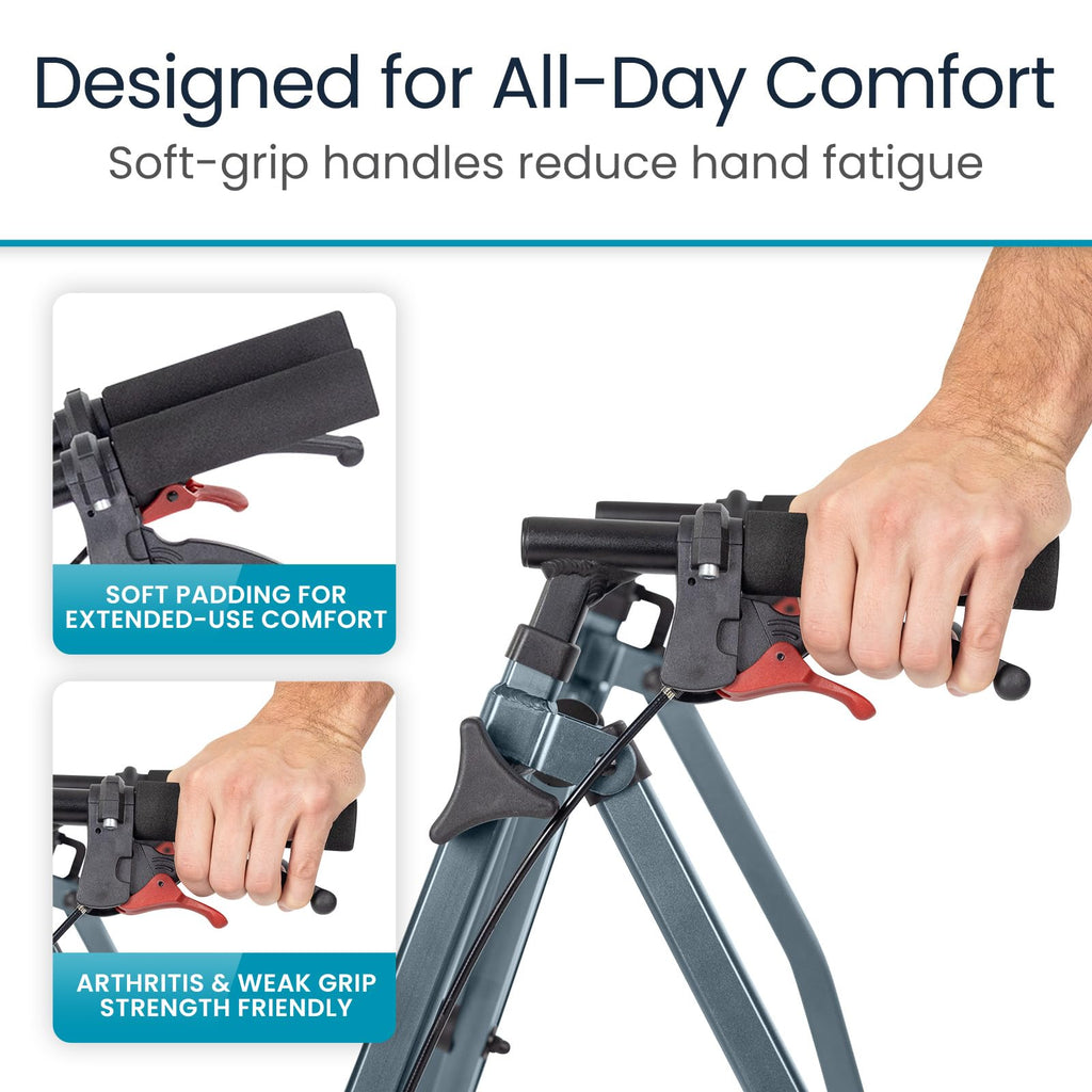 Vive Mobility Lightweight Walker for Seniors - Narrow, Folding Walker w/Wheels for Small & Tight Spaces - Light Weight for Balance, Compact Doorways, Foldable - Portable & Collapsible for Travel