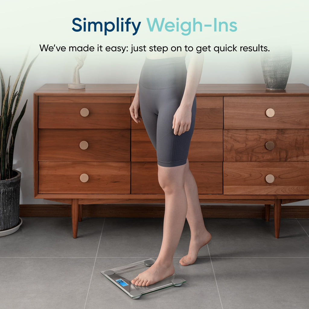Etekcity Digital Body Weight Bathroom Scale, Large Blue LCD Backlight Display, High Precision Measurements,6mm Tempered Glass, 400 Pounds
