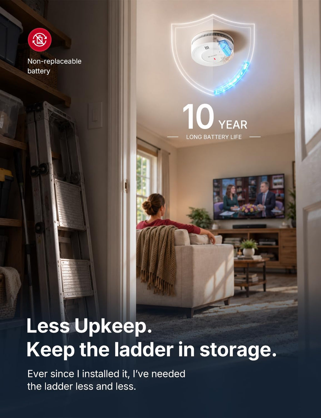 X-Sense Smoke Detector, 10-Year Battery, UL 217 Certified, SD2J0AX, 1-Pack
