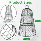 6 Pack 11.4" D x 17.7" H Garden Cloches for Plants,Rustproof Chicken Wire Cloches Flip-Top Design,Upgraded Triple Combination,Plant Protectors from Animals,Ideal for Outdoor Plant Protection