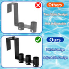 Adnee 2 Pcs Adjustable Pool Fence Hooks, Metal Pool Fence Hangers Suitable for 1.4-3.1 Inch Railing, Hanging Pool Tool Organizer for Poles Brushes Swimming Accessories Cleaning Tools